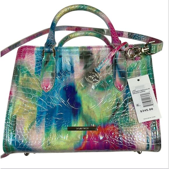 Brahmin Cami leather satchel in alligator design with top handle/cross NWT - Picture 2 of 7